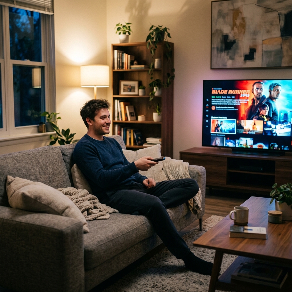 Man choosing nartiel8k IPTV plan